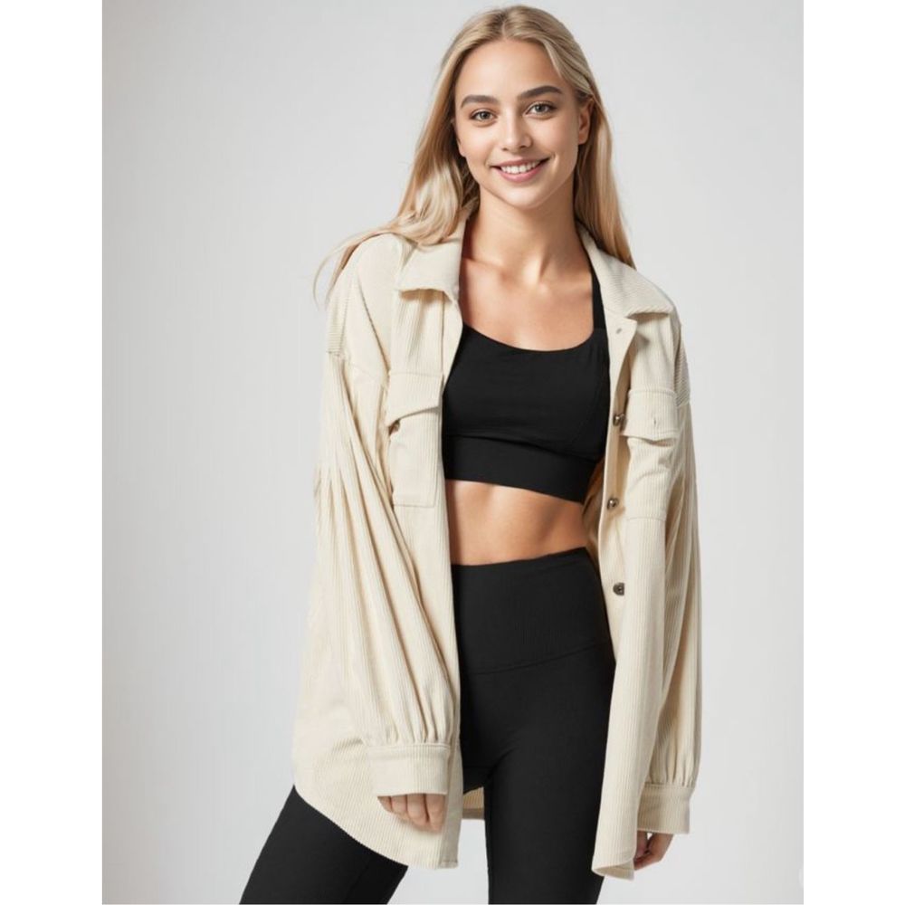 Halara Corduroy Casual Jacket Vanilla Ice Size S